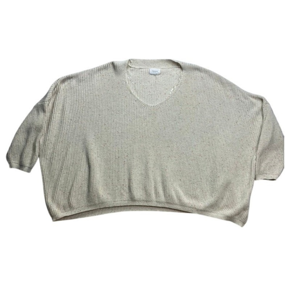 ANDRÉE BY UNIT Speckled V Neck Cotton Sweater Knit‎ Top Plus Size 2X